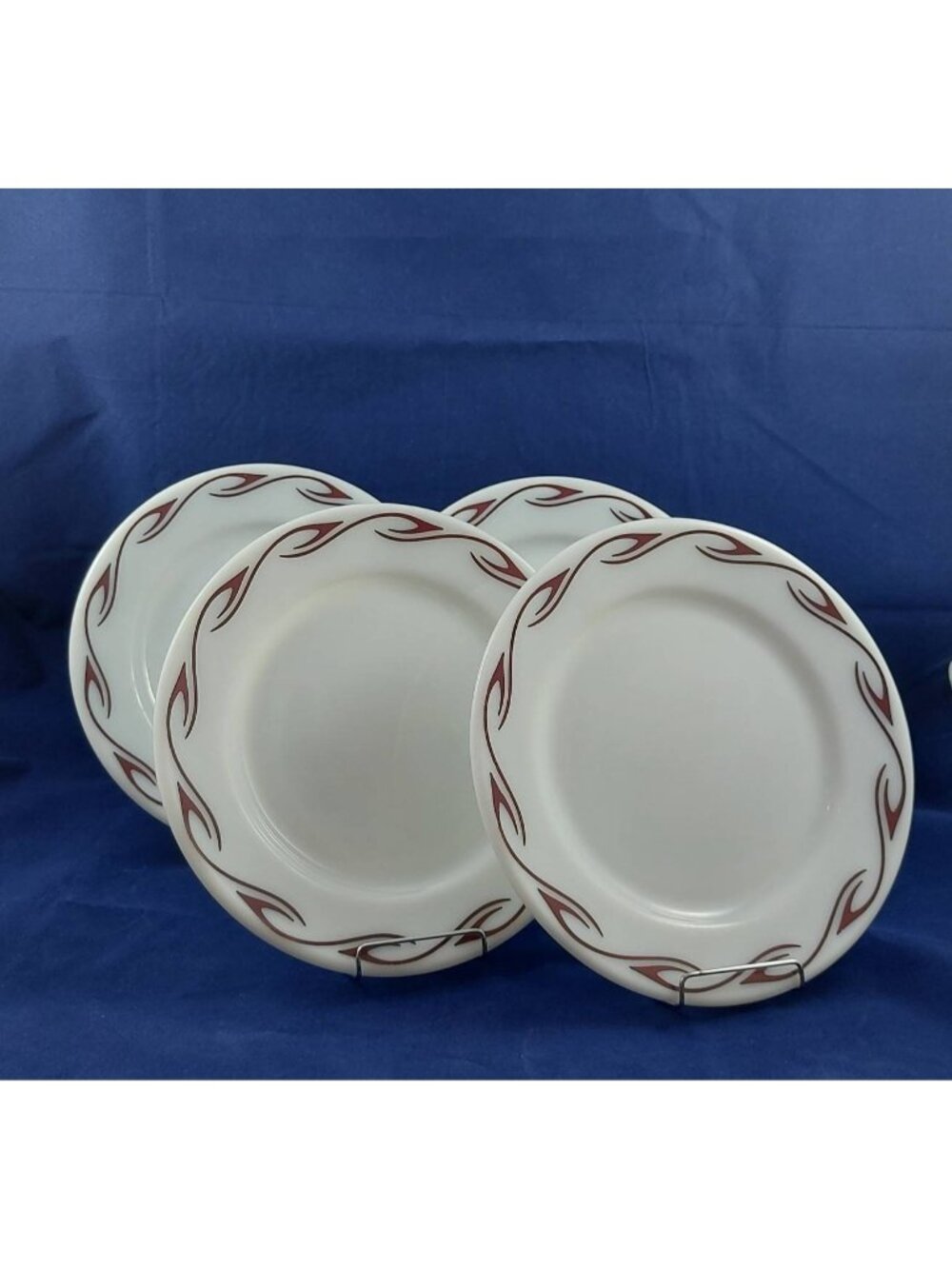 Vintage Corning Ruby Scroll Dinner Plates, Corning Dekor Restaurant Ware